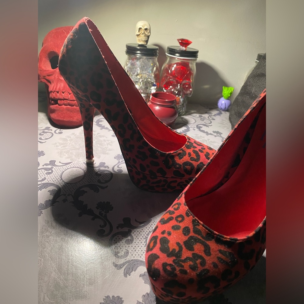Red Velvet Snakeskin heels